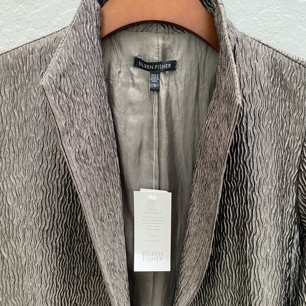 Eileen Fisher Kimono Jacket 3/4 Sleeves Silk Squiggle Branch Small NWT - Picture 2 of 15